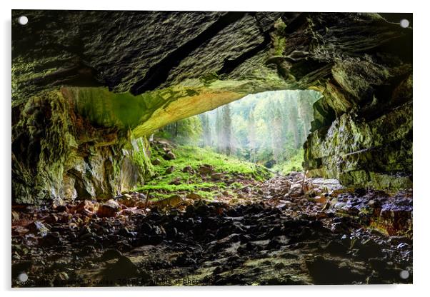 Coiba Mare cave in Romania, entrance Acrylic by Ragnar Lothbrok