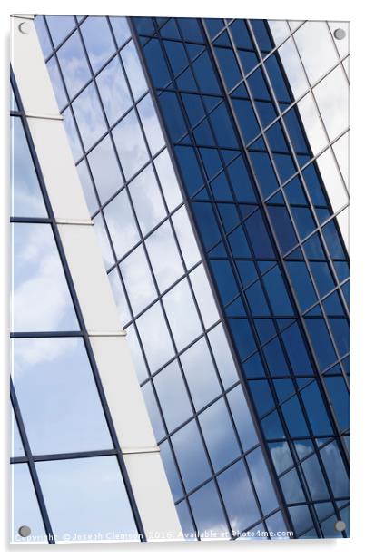 Glass office building sky reflections Acrylic by Joseph Clemson