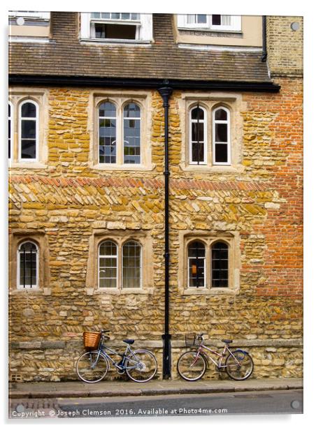 Bikes at Trinity College Cambridge  Acrylic by Joseph Clemson