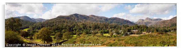 Elterwater village and Langdale in the Lake Distri Acrylic by Joseph Clemson