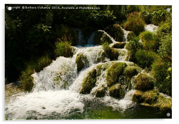Beautiful waterfall at Plitvice National Park, Cro Acrylic by Barbara Vizhanyo