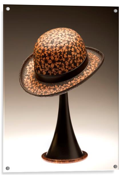 Cynthia Gibson - turned and decorated bowler hat i Acrylic by Jonathon Cuff