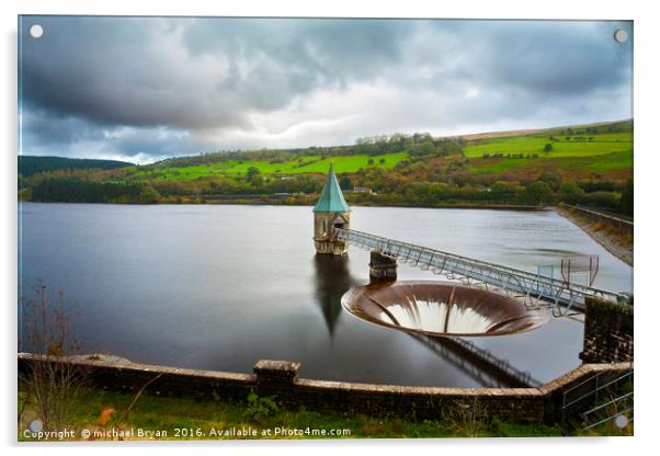 Pontsticill  Resevoir Tower Acrylic by michael Bryan