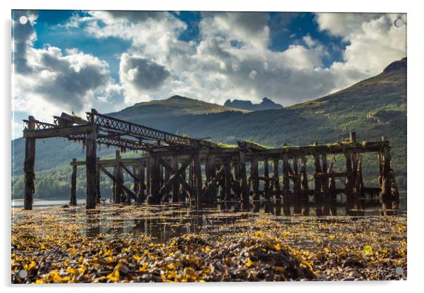 Derelict Scottish Pier Acrylic by George Cairns