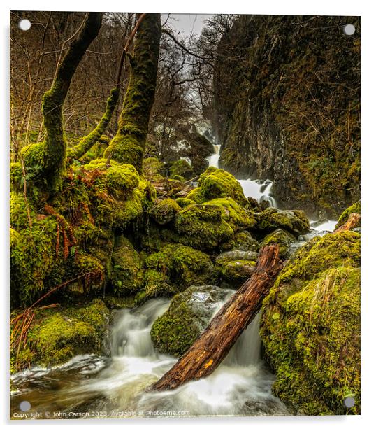Majestic Lodore Falls A Breathtaking Scene Acrylic by John Carson