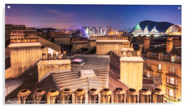  Sunset over Newcastle's Iconic Bridges Acrylic by John Carson