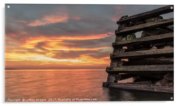 Hampton Pier Sunset Acrylic by Wayne Lytton