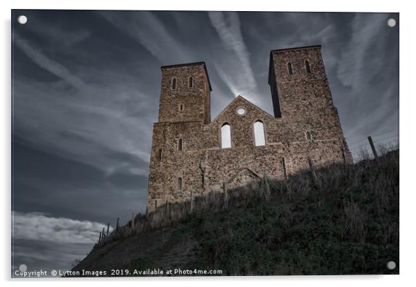 Reculver Towers by moonlight Acrylic by Wayne Lytton