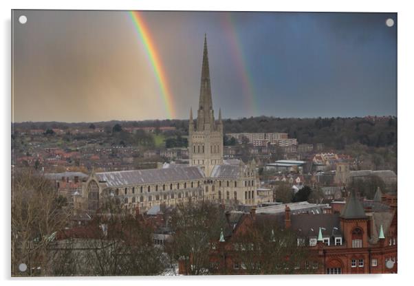 Radiant Norwich Cathedral Rainbow Acrylic by Kevin Snelling