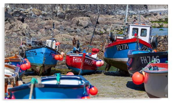 Serene Boats Along the Cornish Coastline Acrylic by Kevin Snelling