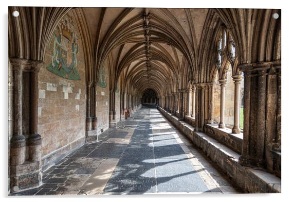 Tranquility in Norwich Cathedral Cloister Acrylic by Kevin Snelling