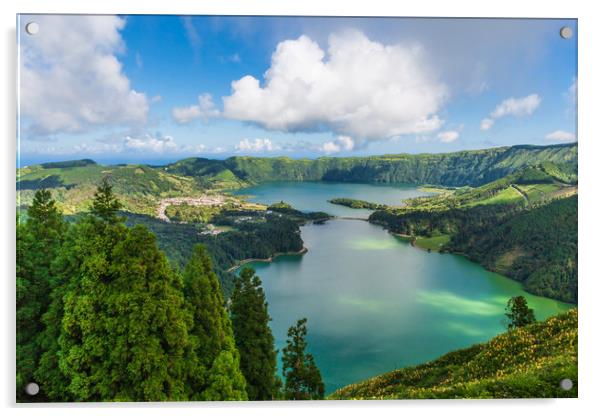 Majestic Twin Lakes of Sete Cidades Acrylic by Kevin Snelling