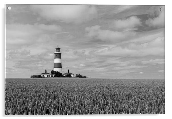 The Striking Monochrome of Happisburgh Lighthouse Acrylic by Kevin Snelling