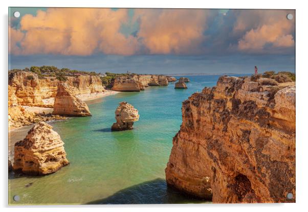 Majestic Cliffs Overlooking Marinha Beach Acrylic by Kevin Snelling
