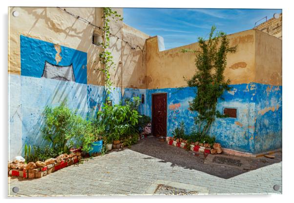 Vibrant Blue Moroccan Medina Acrylic by Kevin Snelling