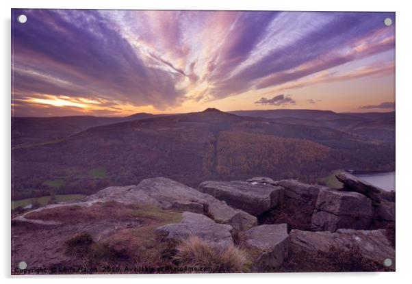 Win Hill at sunset, Peak District Acrylic by Chris Harris