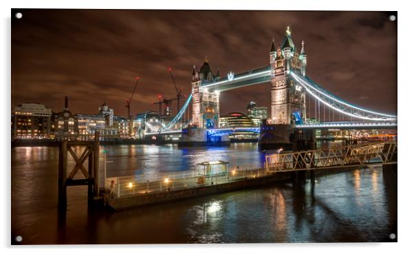 Tower Bridge By Night Acrylic by Scott Nicol