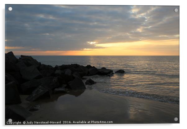 Sunset at Brancaster beach, Norfolk Acrylic by Judy Newstead-Howard