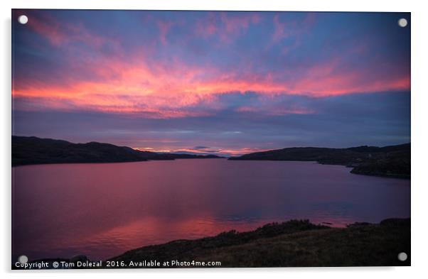 Red Assynt sunset  Acrylic by Tom Dolezal