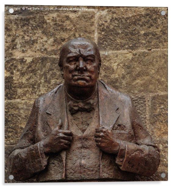Churchill bust in Prague Acrylic by Tom Dolezal