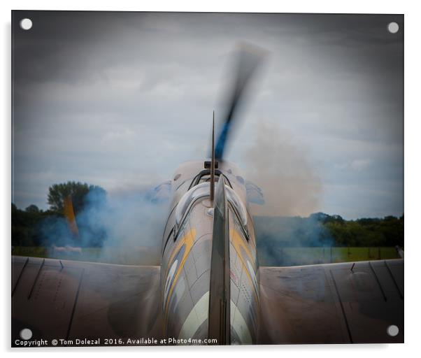 Smoky Spitfire start up. Acrylic by Tom Dolezal