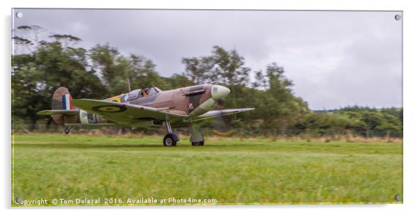 Low down for a Spitfire take-off Acrylic by Tom Dolezal