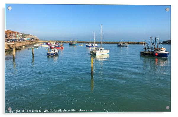 Folkestone harbour scene Acrylic by Tom Dolezal