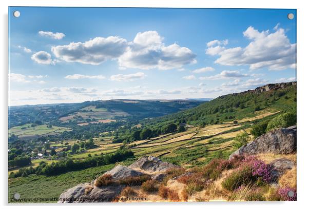 Curbar Edge, Peak District summer landscape Acrylic by Jeanette Teare