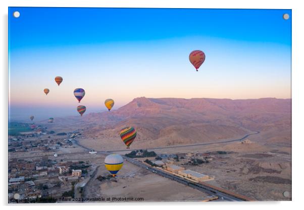 Hot air balloons at the Valley of the Kings, Egypt Acrylic by Jeanette Teare