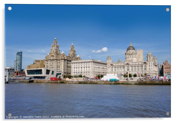 Liverpool waterfront, The Three Graces Acrylic by Jeanette Teare