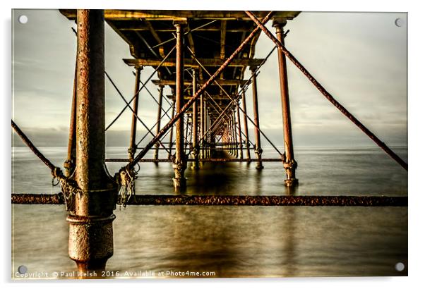 Saltburn Pier - the first and last on the NE coast Acrylic by Paul Welsh