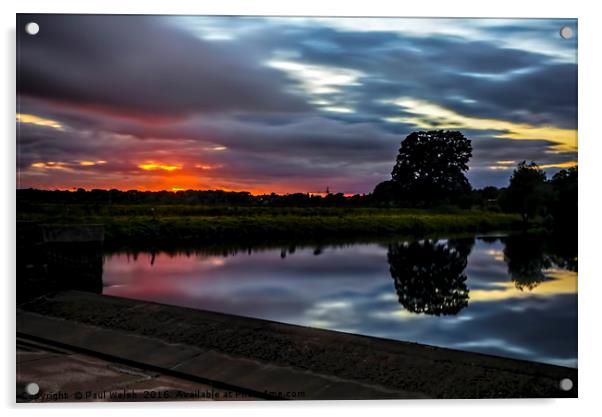 Broken Scar Weir Sunset Acrylic by Paul Welsh