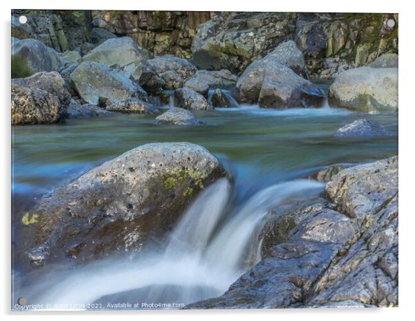 Water flowing over rocks Acrylic by JUDI LION