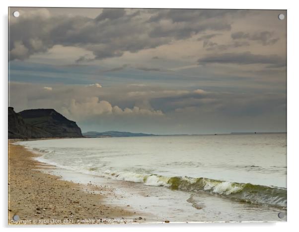 Gentle waves on beach Acrylic by JUDI LION