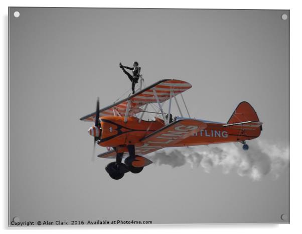 Breitling wing walkers selective colour Acrylic by Alan Clark