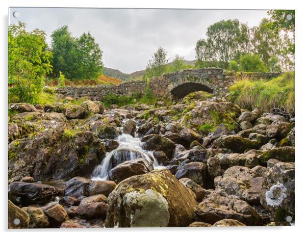 Ashness Bridge over small stream in Lake District Acrylic by Steve Heap