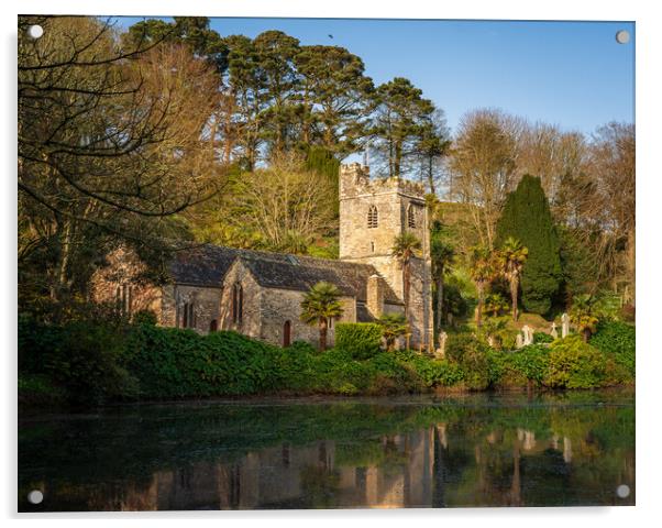 St Just in Roseland parish church in Cornwall UK Acrylic by Steve Heap