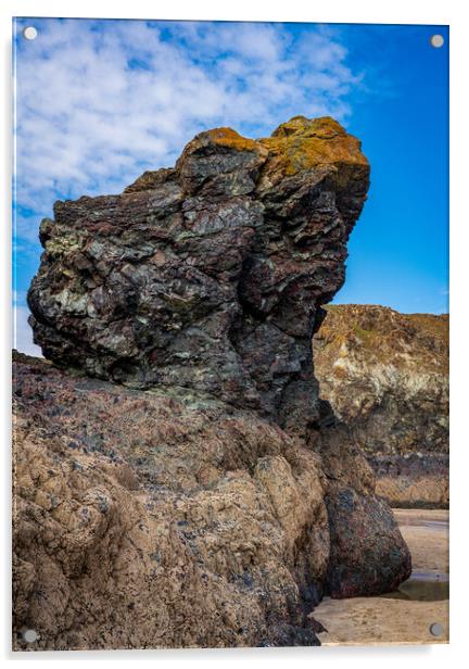 Unusual rock formation at Kynance Cove near the Lizard in Cornwa Acrylic by Steve Heap