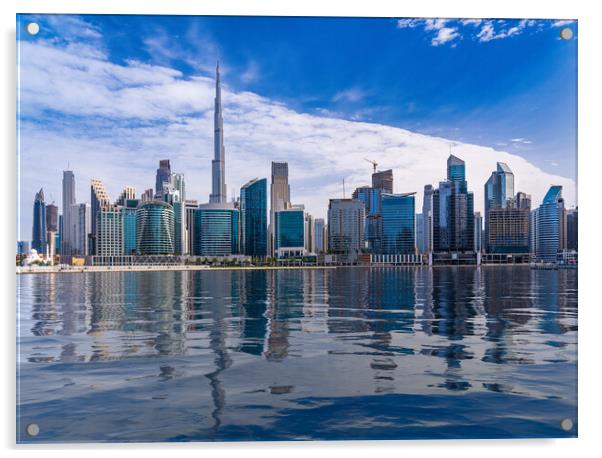 Futuristic Dubai Skyline Acrylic by Steve Heap