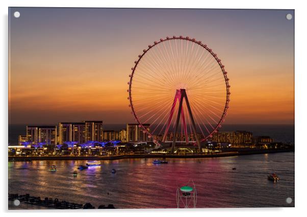 Light show on Ain Dubai observation wheel at sunse Acrylic by Steve Heap