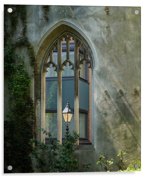 London street light seen through old windows of St Acrylic by Steve Heap