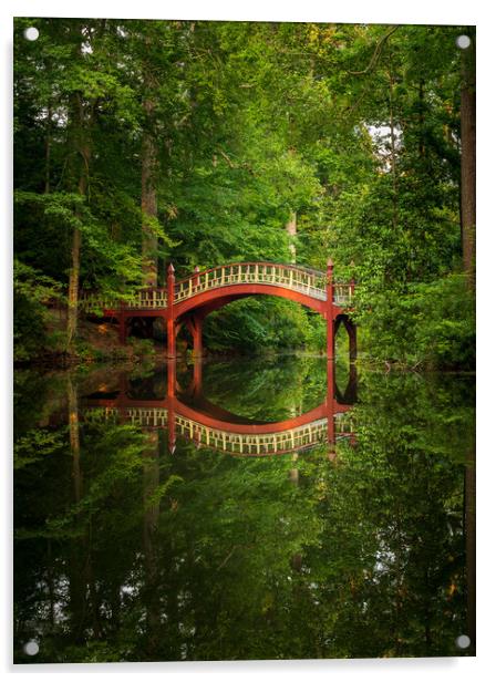 Crim Dell bridge at William and Mary college Acrylic by Steve Heap