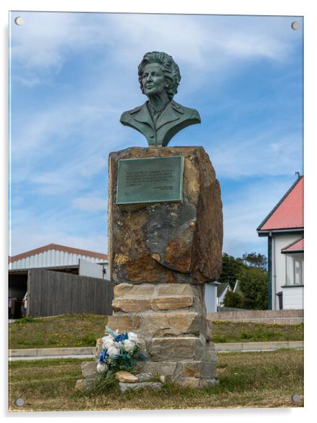 Memorial to Margaret Thatcher in Stanley in the Falkland Islands Acrylic by Steve Heap