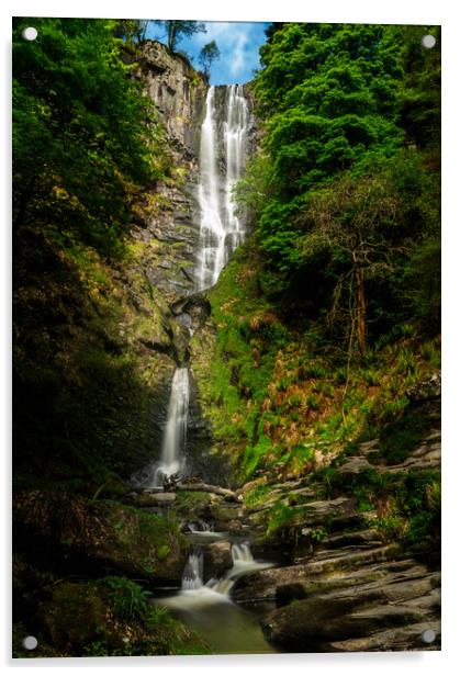 High waterfall of Pistyll Rhaeadr in Wales Acrylic by Steve Heap