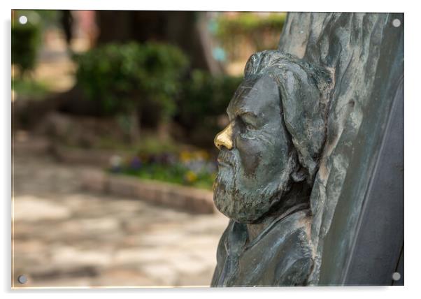 Statue of bust of Gerald Durrell in Corfu Acrylic by Steve Heap