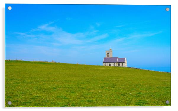 Old church on the Island of Lundy off Devon Acrylic by Steve Heap