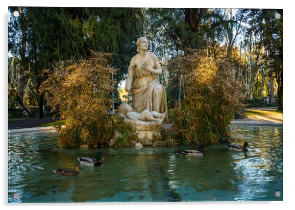 Fountain of Moses in Borghese Gardens Acrylic by Steve Heap