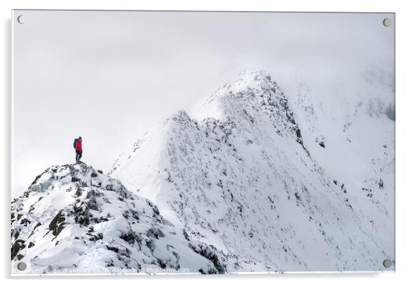 Striding Edge, winter Acrylic by geoff shoults