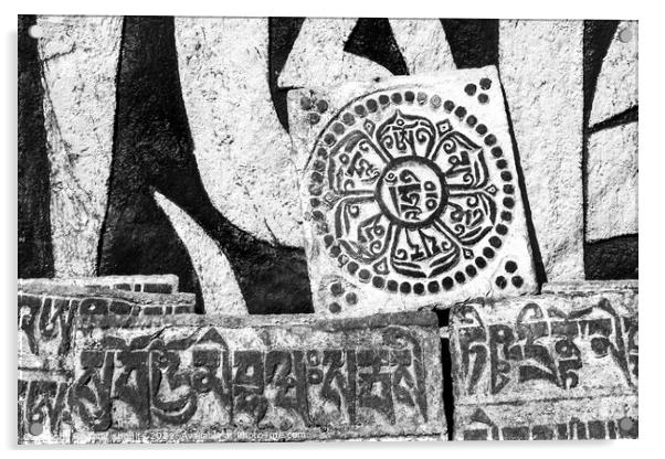 Buddhist Mani Wall Acrylic by geoff shoults