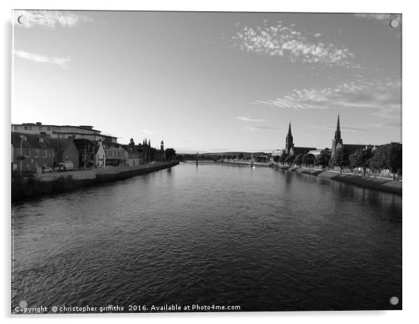 River Ness in Black & White Acrylic by christopher griffiths